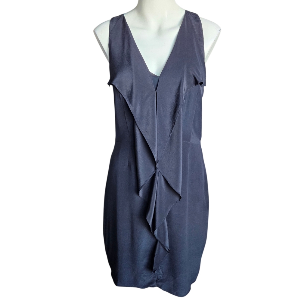 Anthropologie Greylin Blue Silk V-Neck Racerback Dress Sz Medium